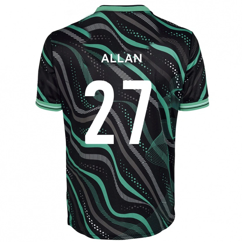 Danxen Bambino Maglia Jake Allan #27 Nero Verde Kit Gara Away 2025/26 Maglietta
