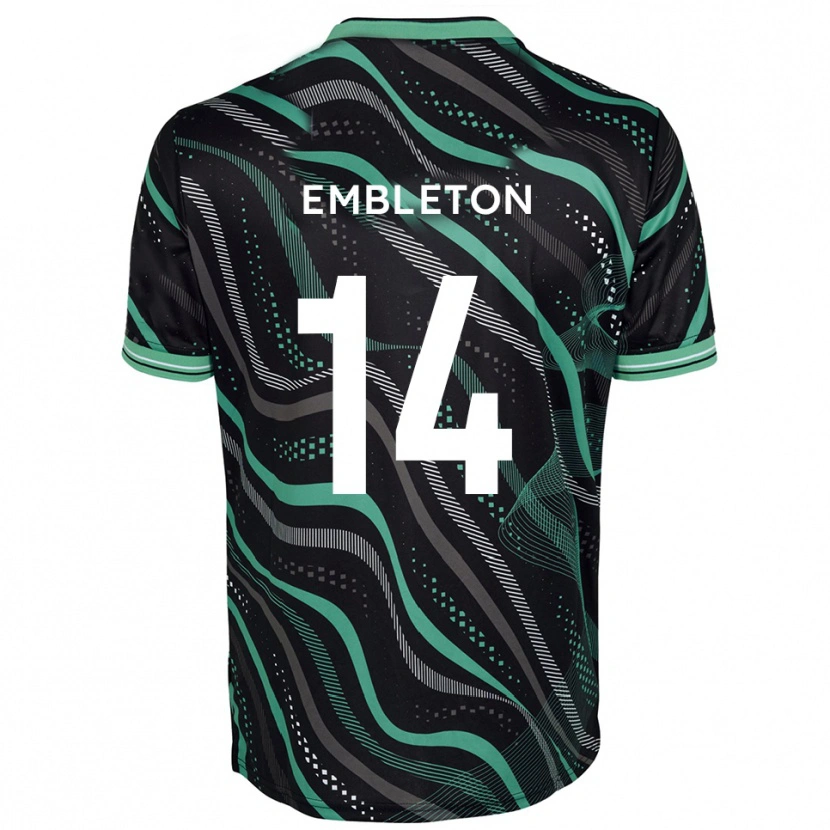 Danxen Bambino Maglia Elliot Embleton #14 Nero Verde Kit Gara Away 2025/26 Maglietta