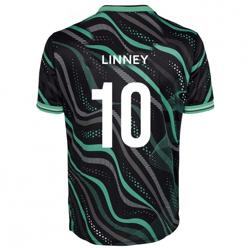 Danxen Bambino Maglia Regan Linney #10 Nero Verde Kit Gara Away 2025/26 Maglietta