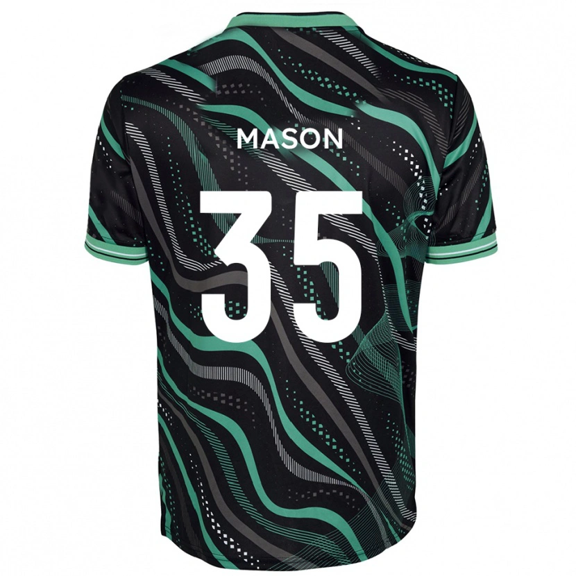 Danxen Bambino Maglia Seb Mason #35 Nero Verde Kit Gara Away 2025/26 Maglietta