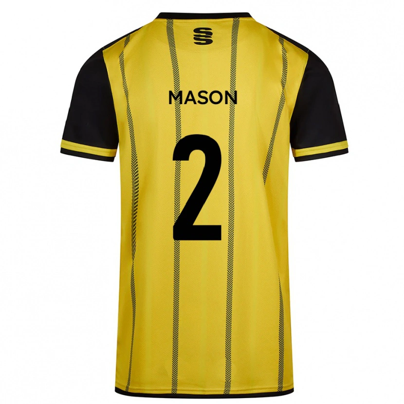 Danxen Bambino Maglia Beth Mason #2 Giallo Nero Kit Gara Away 2025/26 Maglietta