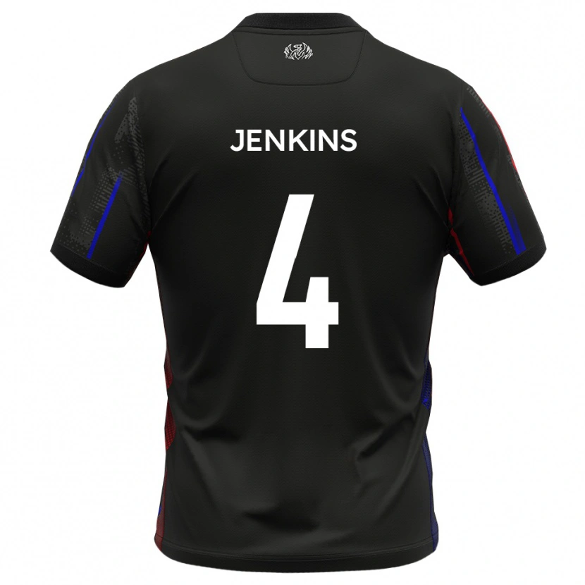 Danxen Bambino Maglia Luke Jenkins #4 Nero Rosso Kit Gara Away 2025/26 Maglietta