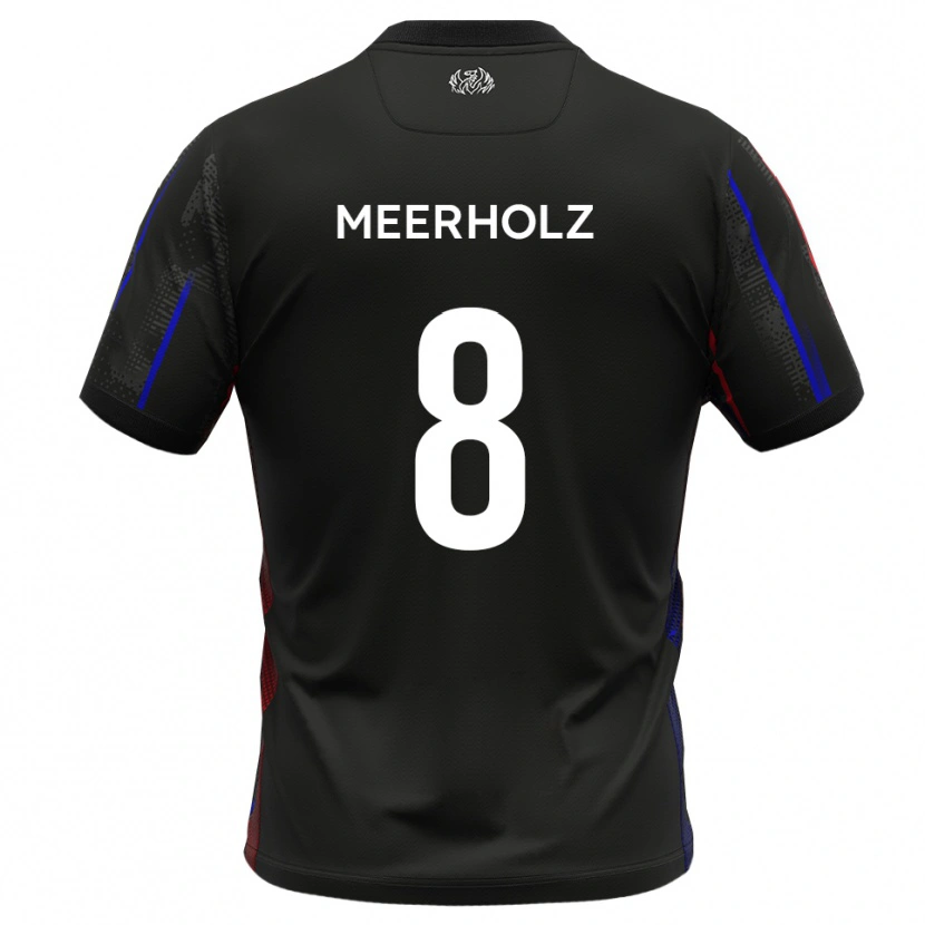 Danxen Bambino Maglia Jed Meerholz #8 Nero Rosso Kit Gara Away 2025/26 Maglietta