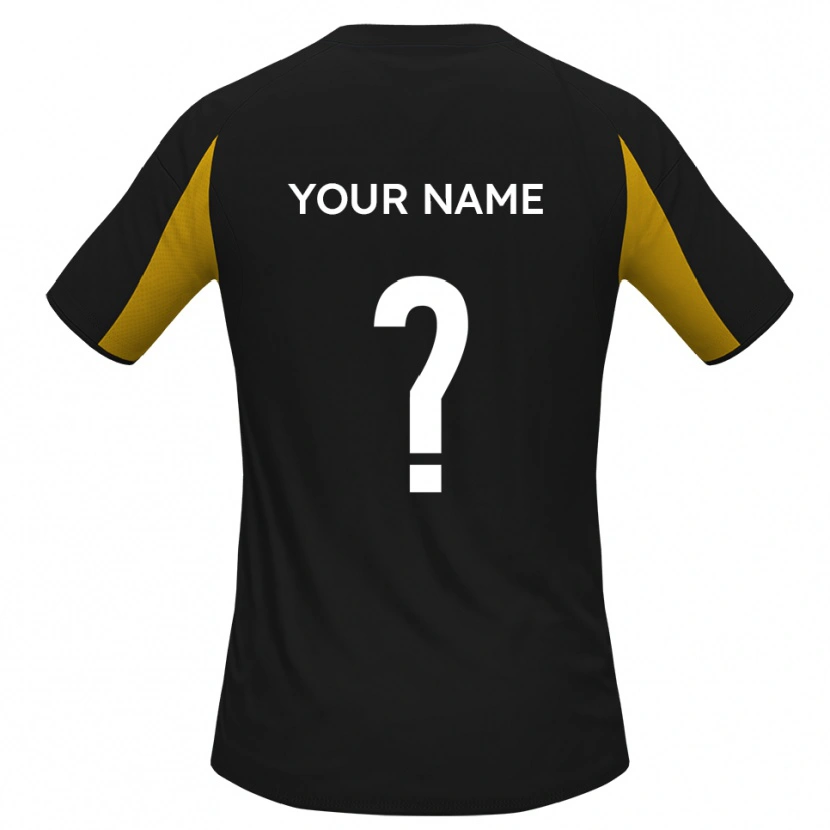 Danxen Bambino Maglia Il Tuo Nome #0 Nero Giallo Kit Gara Away 2025/26 Maglietta