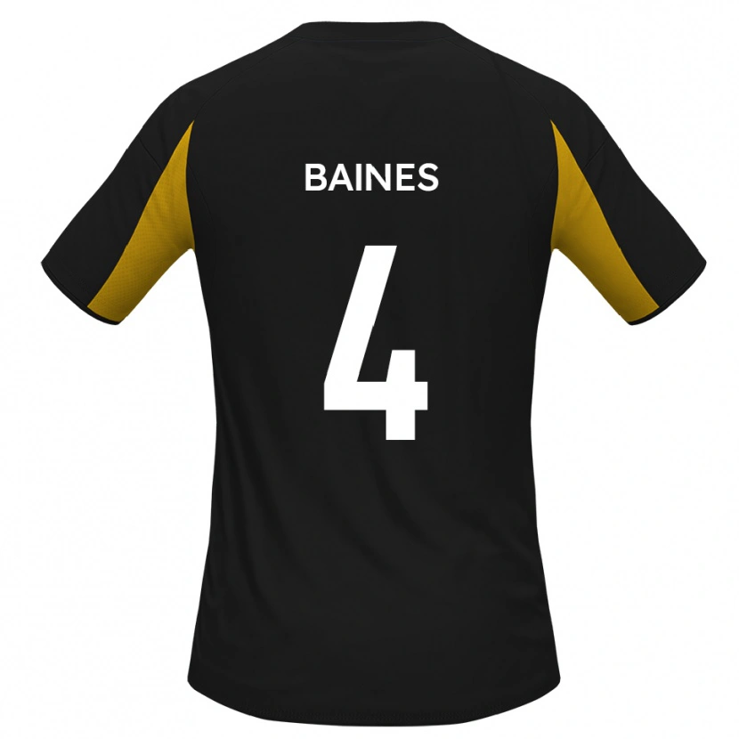 Danxen Bambino Maglia Lewis Baines #4 Nero Giallo Kit Gara Away 2025/26 Maglietta