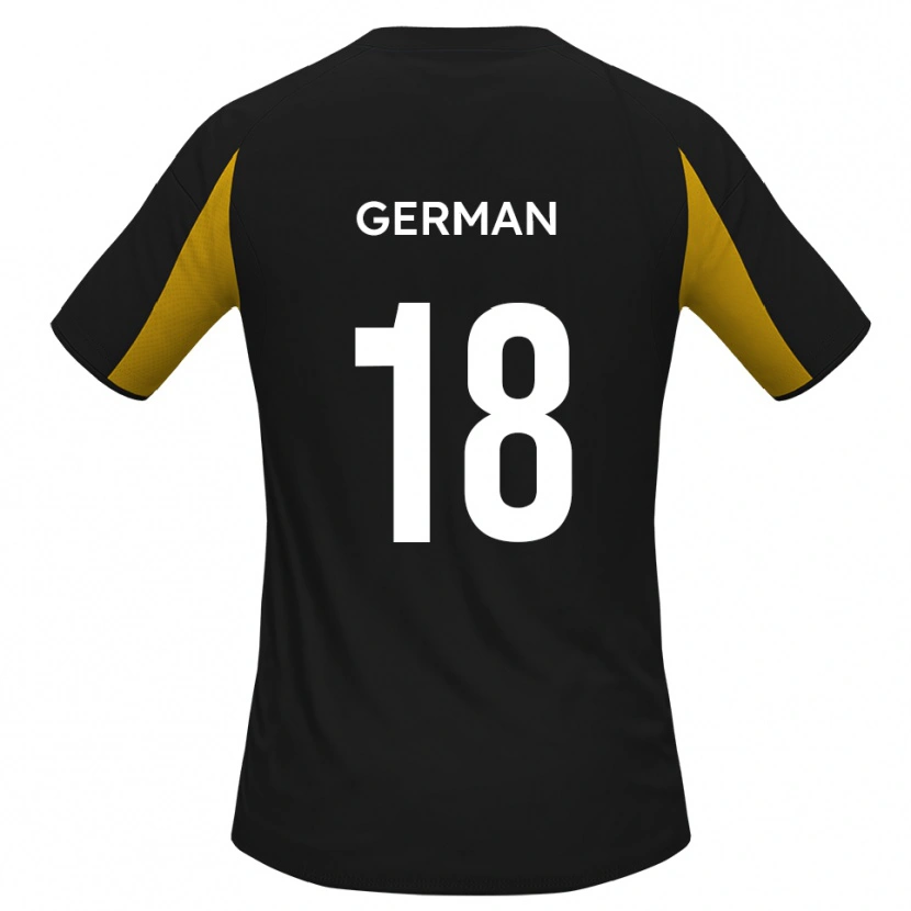 Danxen Bambino Maglia Owen German #18 Nero Giallo Kit Gara Away 2025/26 Maglietta