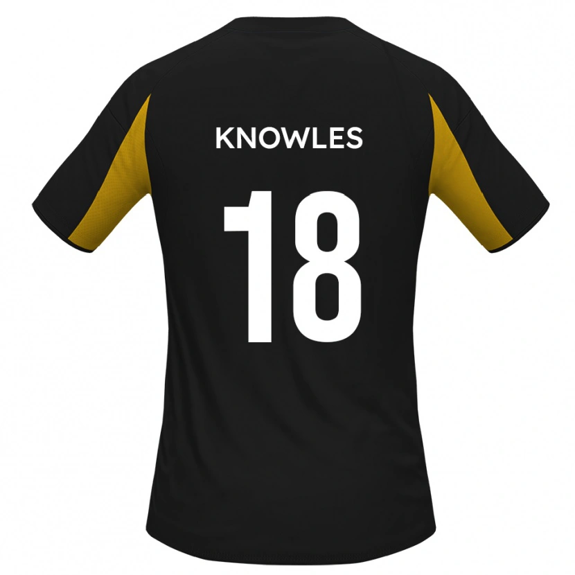 Danxen Bambino Maglia Jimmy Knowles #18 Nero Giallo Kit Gara Away 2025/26 Maglietta