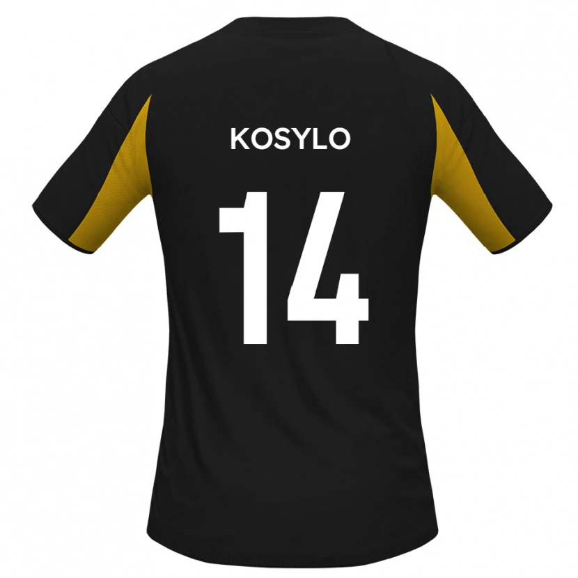 Danxen Bambino Maglia Matty Kosylo #14 Nero Giallo Kit Gara Away 2025/26 Maglietta