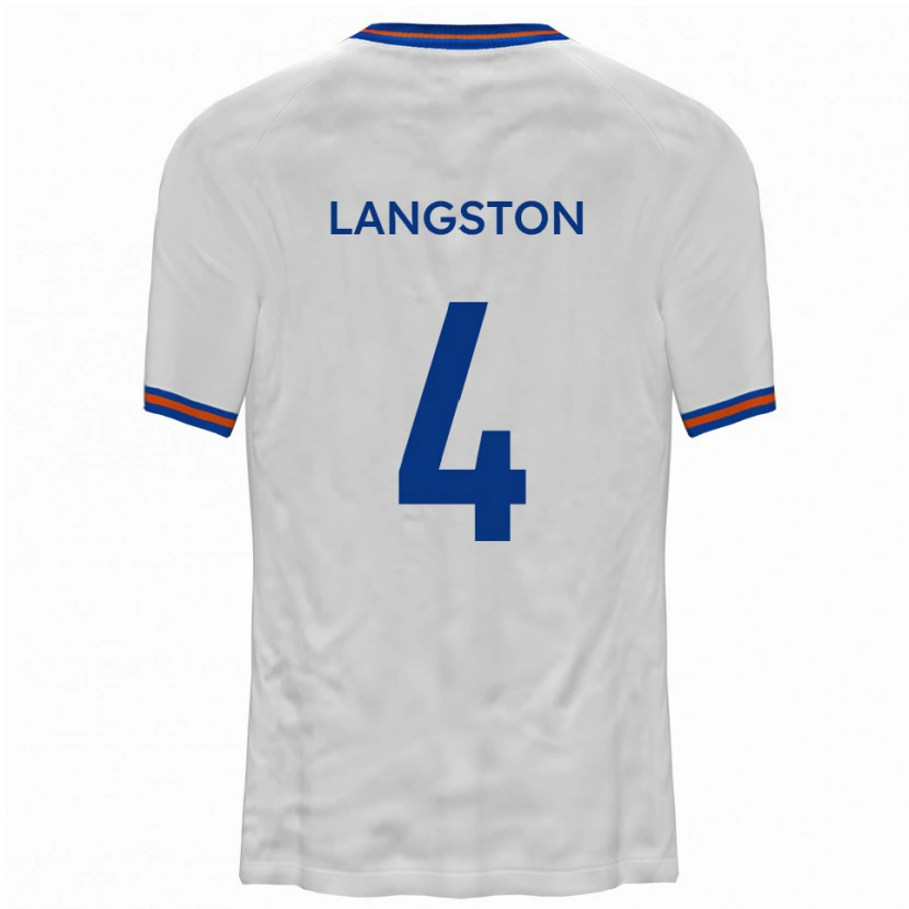 Danxen Bambino Maglia George Langston #4 Bianco Blu Kit Gara Away 2025/26 Maglietta