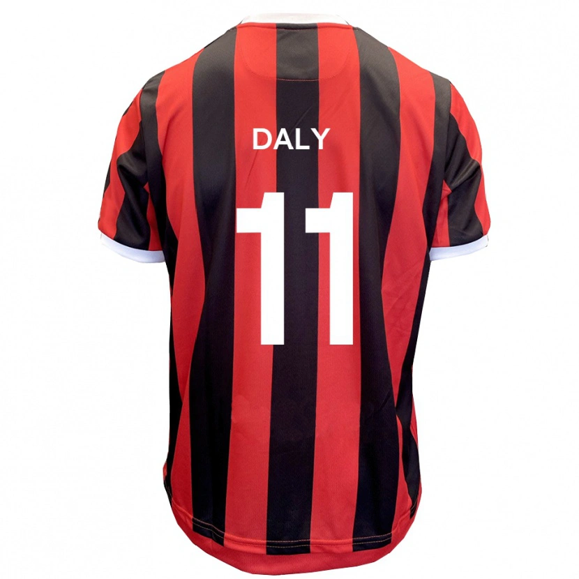 Danxen Bambino Maglia James Daly #11 Rosso Nero Kit Gara Away 2025/26 Maglietta