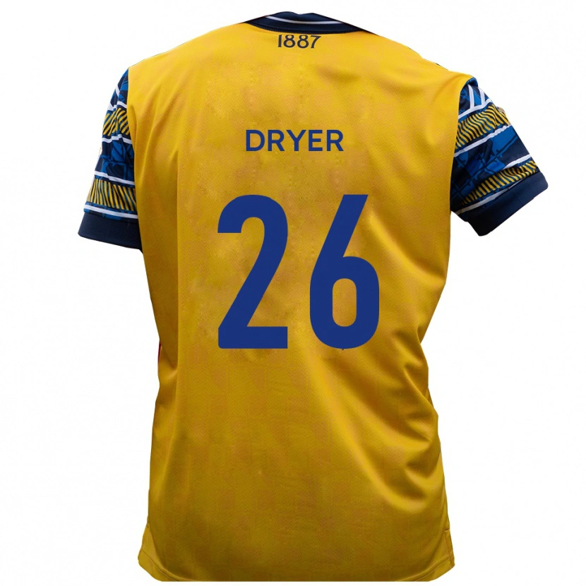 Danxen Bambino Maglia Tom Dryer #26 Giallo Nero Kit Gara Away 2025/26 Maglietta