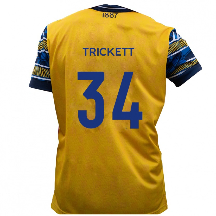 Danxen Bambino Maglia Joden Trickett #34 Giallo Nero Kit Gara Away 2025/26 Maglietta