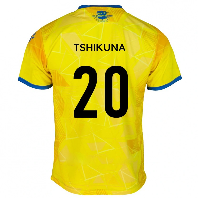 Danxen Bambino Maglia Nathan Tshikuna #20 Giallo Blu Kit Gara Away 2025/26 Maglietta