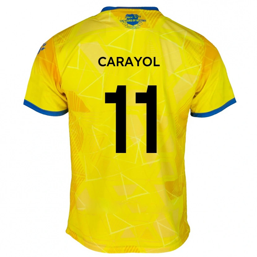 Danxen Bambino Maglia Mustapha Carayol #11 Giallo Blu Kit Gara Away 2025/26 Maglietta
