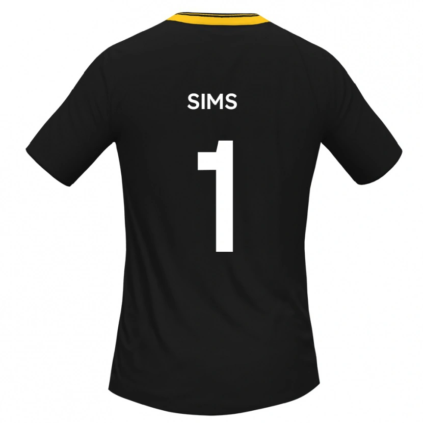 Danxen Bambino Maglia Jack Sims #1 Nero Giallo Kit Gara Away 2025/26 Maglietta