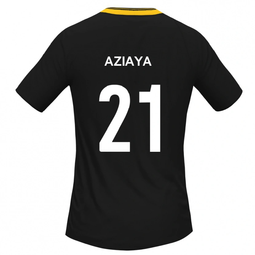 Danxen Bambino Maglia David Aziaya #21 Nero Giallo Kit Gara Away 2025/26 Maglietta