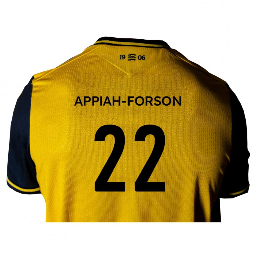 Danxen Bambino Maglia Keenan Appiah-Forson #22 Giallo Nero Kit Gara Away 2025/26 Maglietta