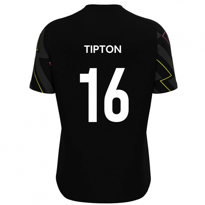 Danxen Bambino Maglia Ollie Tipton #16 Nero Grigio Kit Gara Away 2025/26 Maglietta