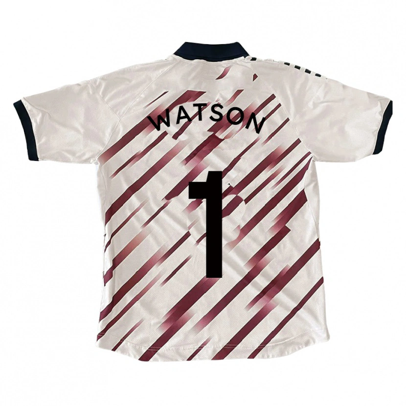 Danxen Bambino Maglia Rory Watson #1 Bianco Rosso Kit Gara Away 2025/26 Maglietta