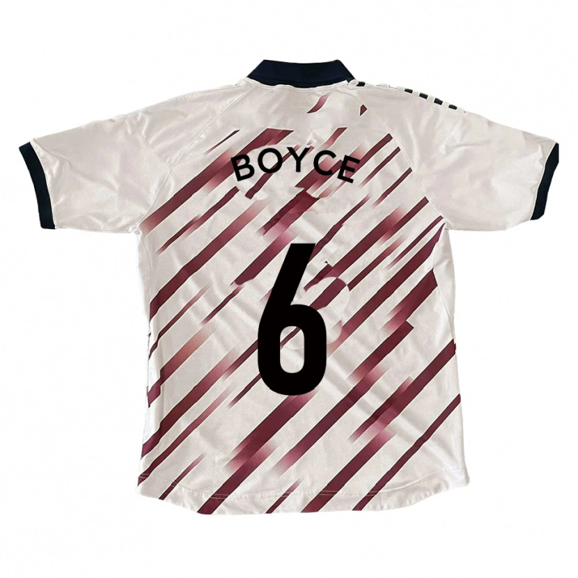 Danxen Bambino Maglia Andrew Boyce #6 Bianco Rosso Kit Gara Away 2025/26 Maglietta