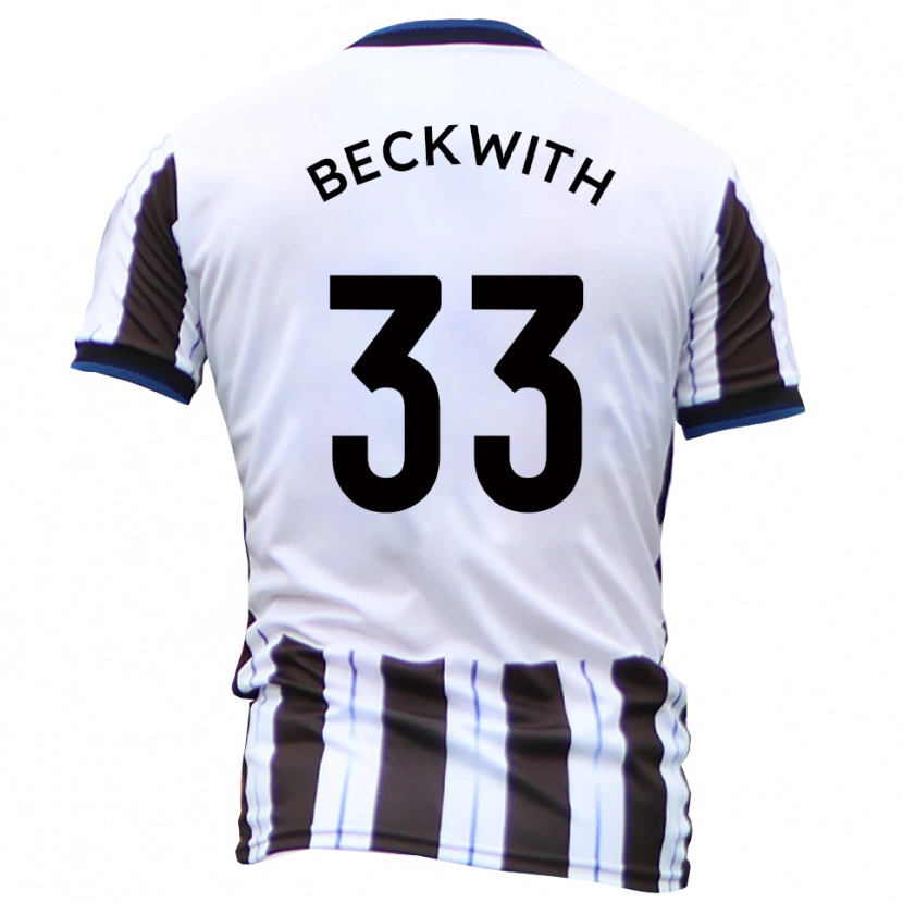 Danxen Bambino Maglia Sam Beckwith #33 Bianco Nero Kit Gara Away 2025/26 Maglietta