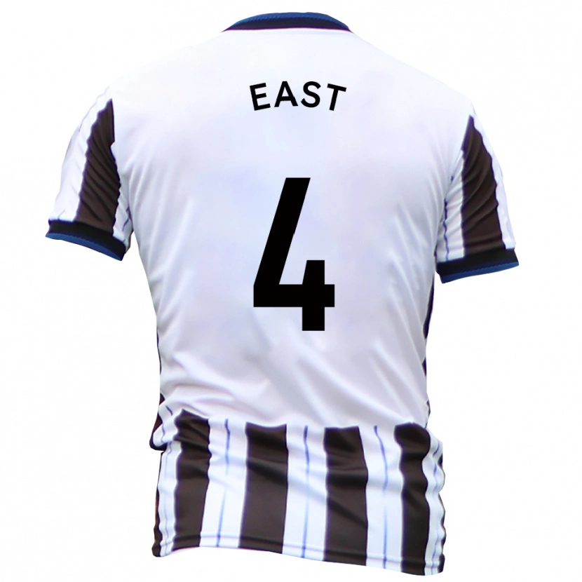Danxen Bambino Maglia Ryan East #4 Bianco Nero Kit Gara Away 2025/26 Maglietta