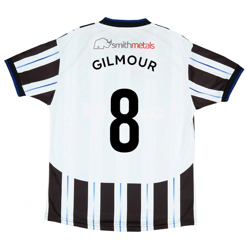 Danxen Bambino Maglia Harvey Gilmour #8 Bianco Nero Kit Gara Away 2025/26 Maglietta