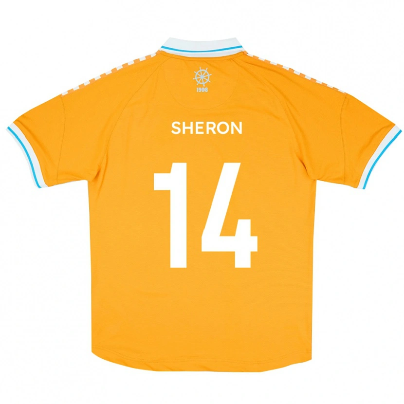 Danxen Bambino Maglia Nathan Sheron #14 Giallo Blu Kit Gara Away 2025/26 Maglietta