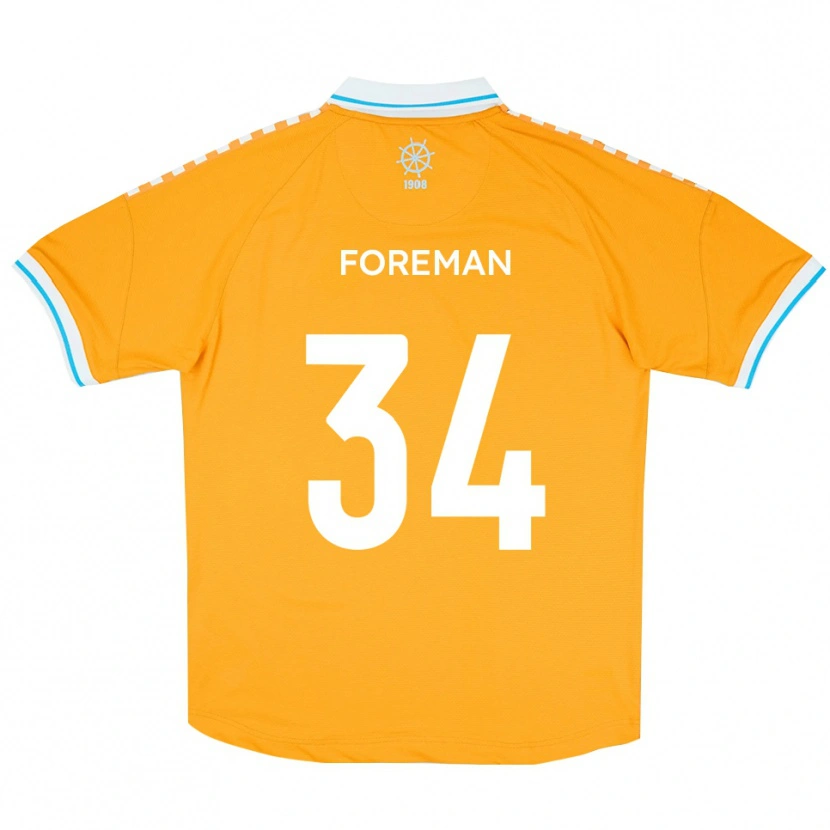Danxen Bambino Maglia Kian Foreman #34 Giallo Blu Kit Gara Away 2025/26 Maglietta