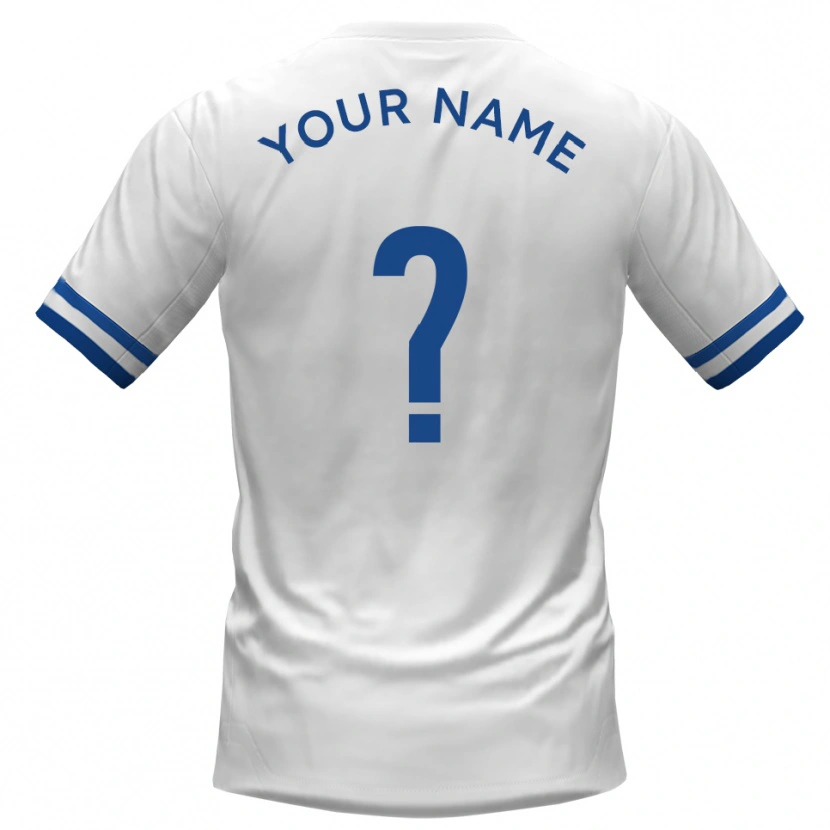 Danxen Bambino Maglia Il Tuo Nome #0 Bianco Blu Kit Gara Away 2025/26 Maglietta