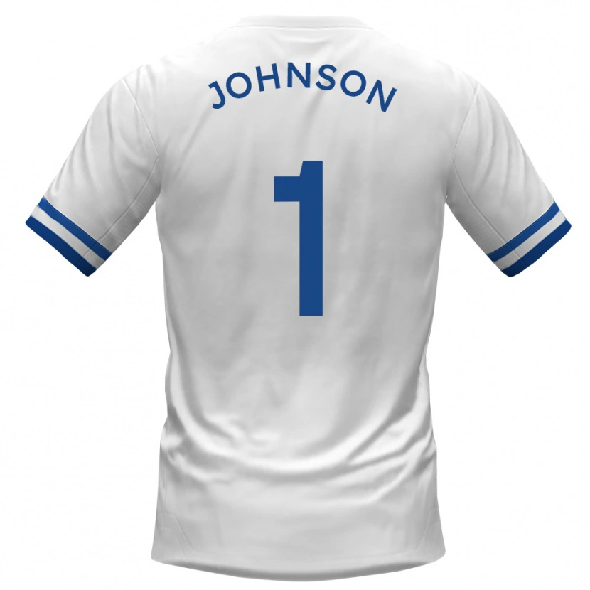 Danxen Bambino Maglia Sam Johnson #1 Bianco Blu Kit Gara Away 2025/26 Maglietta