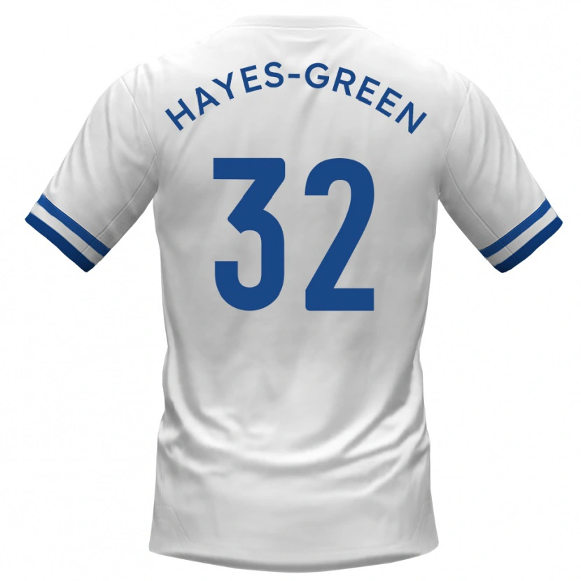 Danxen Bambino Maglia Charlie Hayes-Green #32 Bianco Blu Kit Gara Away 2025/26 Maglietta