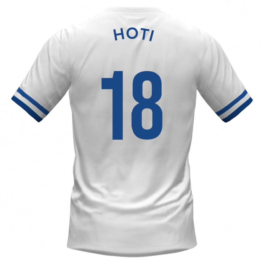 Danxen Bambino Maglia Florent Hoti #18 Bianco Blu Kit Gara Away 2025/26 Maglietta