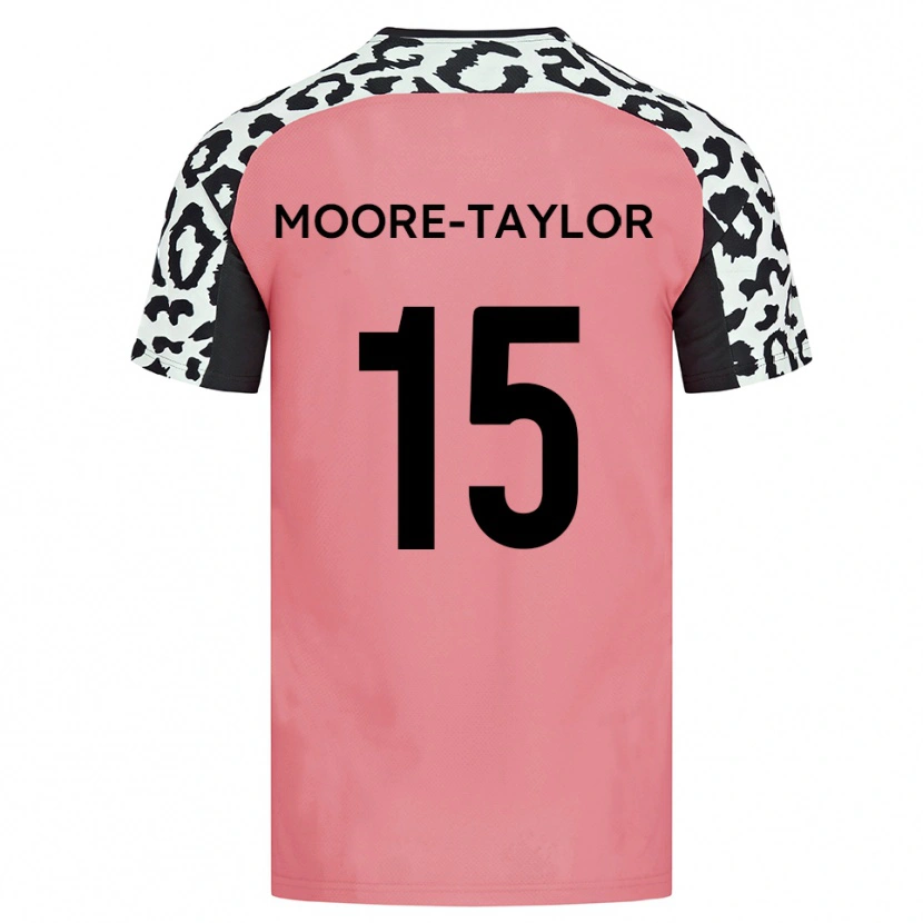 Danxen Bambino Maglia Jordan Moore-Taylor #15 Rosa Nero Kit Gara Away 2025/26 Maglietta