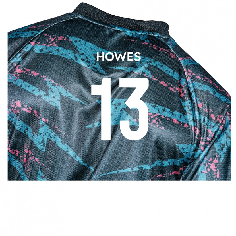 Danxen Bambino Maglia Sam Howes #13 Nero Blu Marino Kit Gara Away 2025/26 Maglietta