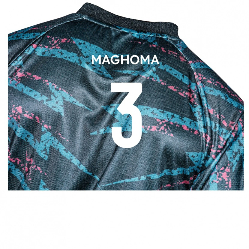 Danxen Bambino Maglia Christian Maghoma #3 Nero Blu Marino Kit Gara Away 2025/26 Maglietta