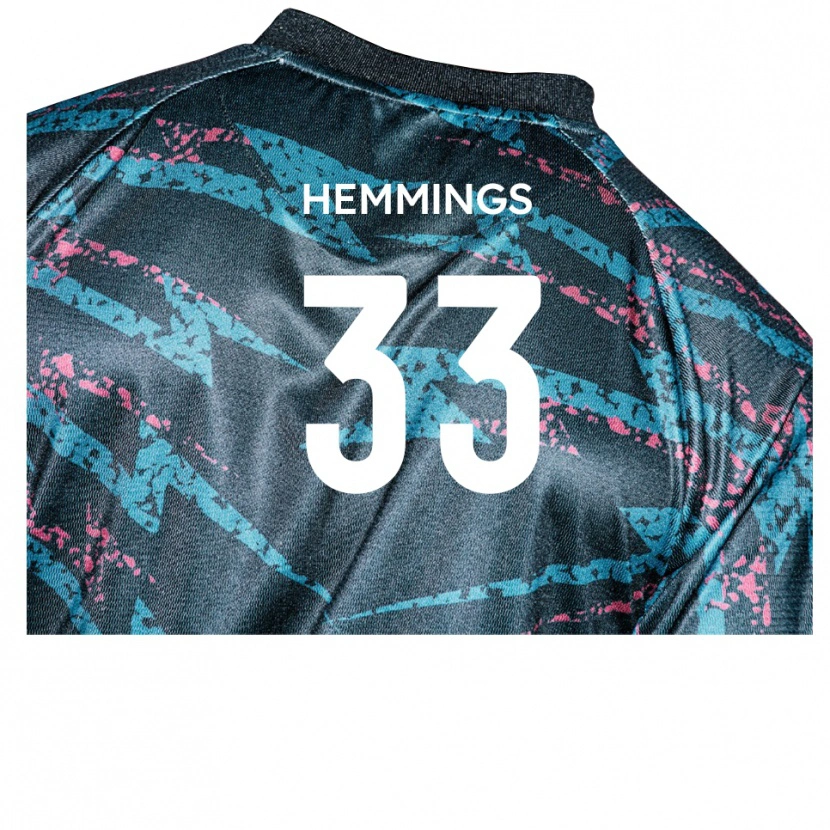 Danxen Bambino Maglia Ashley Hemmings #33 Nero Blu Marino Kit Gara Away 2025/26 Maglietta