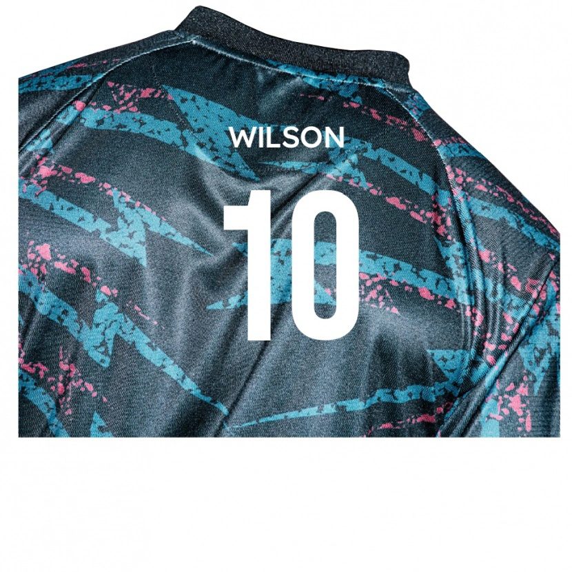 Danxen Bambino Maglia Donovan Wilson #10 Nero Blu Marino Kit Gara Away 2025/26 Maglietta