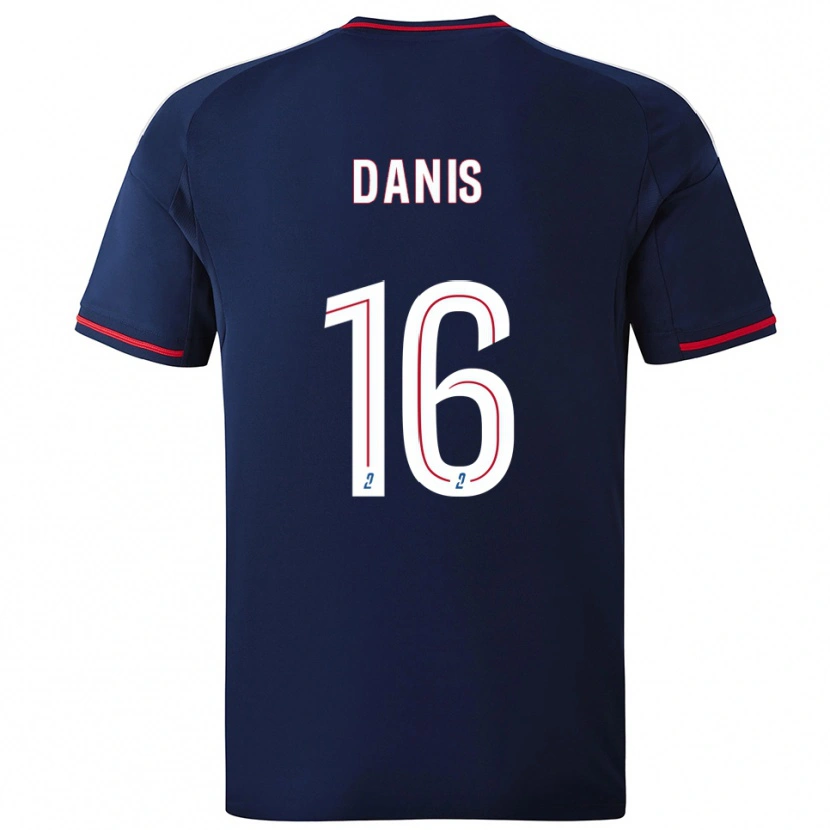 Danxen Bambino Maglia Adrien Danis #16 Blu Marino Rosso Kit Gara Away 2025/26 Maglietta