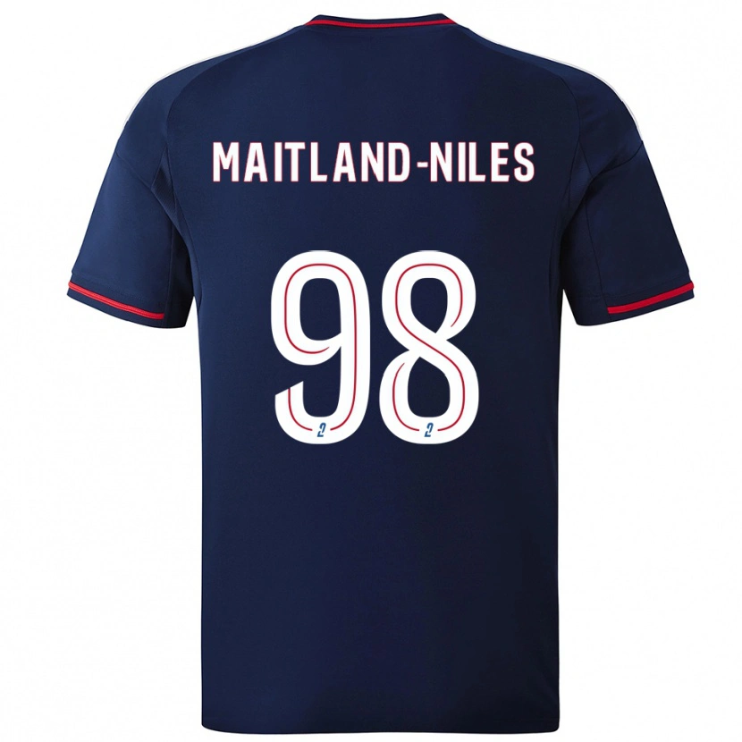 Danxen Bambino Maglia Ainsley Maitland-Niles #98 Blu Marino Rosso Kit Gara Away 2025/26 Maglietta