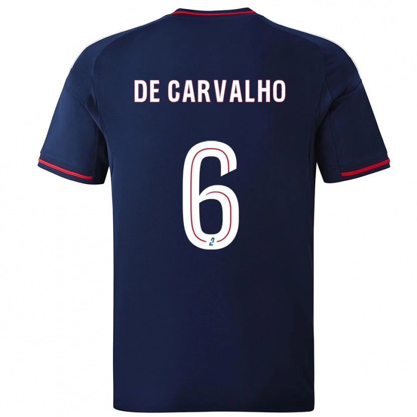 Danxen Bambino Maglia Mathys De Carvalho #6 Blu Marino Rosso Kit Gara Away 2025/26 Maglietta