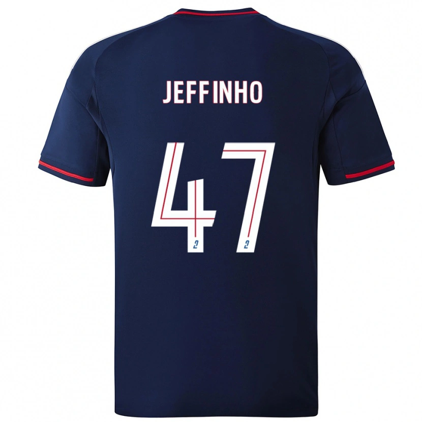 Danxen Bambino Maglia Jeffinho #47 Blu Marino Rosso Kit Gara Away 2025/26 Maglietta