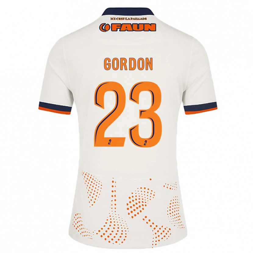 Danxen Bambino Maglia Sh'nia Gordon #23 Bianco Arancione Kit Gara Away 2025/26 Maglietta