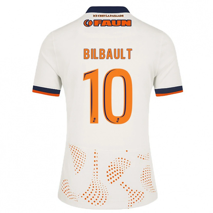 Danxen Bambino Maglia Charlotte Bilbault #10 Bianco Arancione Kit Gara Away 2025/26 Maglietta