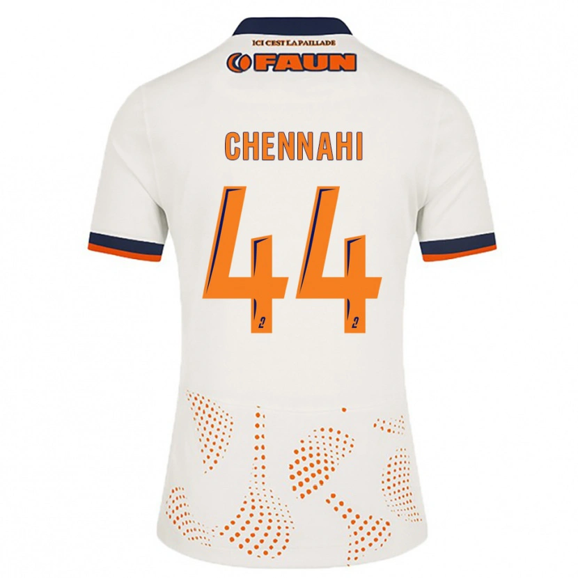 Danxen Bambino Maglia Théo Chennahi #44 Bianco Arancione Kit Gara Away 2025/26 Maglietta