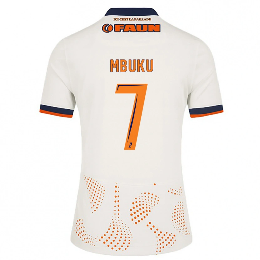 Danxen Bambino Maglia Nathanaël Mbuku #7 Bianco Arancione Kit Gara Away 2025/26 Maglietta
