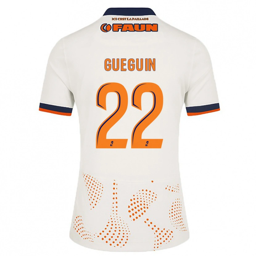 Danxen Bambino Maglia Axel Guéguin #22 Bianco Arancione Kit Gara Away 2025/26 Maglietta