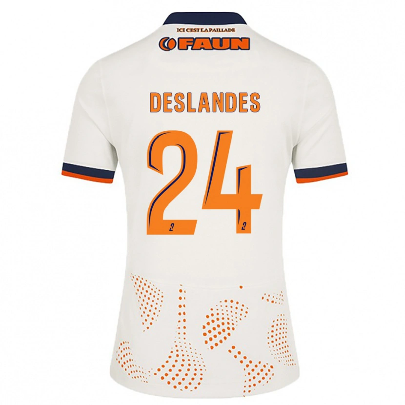Danxen Bambino Maglia Océane Deslandes #24 Bianco Arancione Kit Gara Away 2025/26 Maglietta