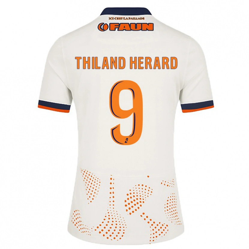 Danxen Bambino Maglia Robin Thiland-Herard #9 Bianco Arancione Kit Gara Away 2025/26 Maglietta