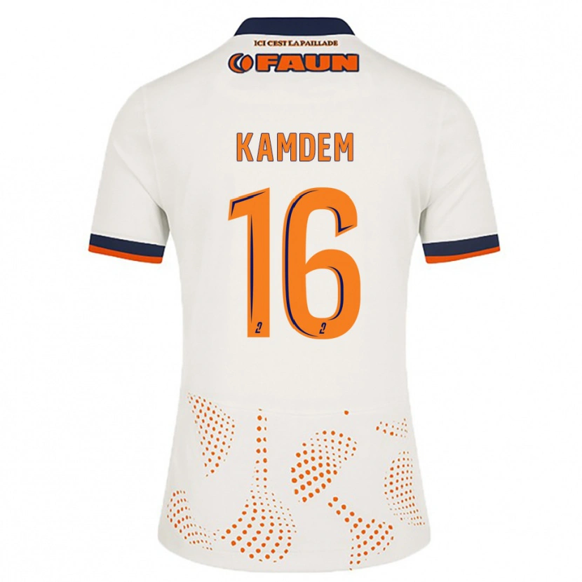 Danxen Bambino Maglia Kevin Kamdem #16 Bianco Arancione Kit Gara Away 2025/26 Maglietta